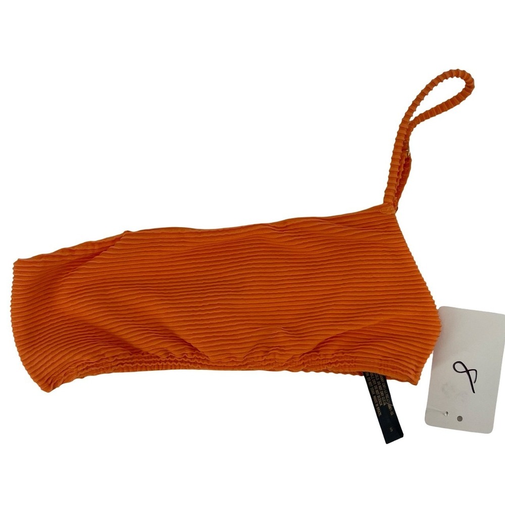 Vix Paula Hermanny Women's Bikini Top One Shoulder Orange Textured S